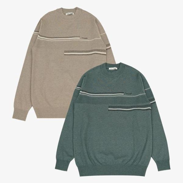 セーブゾーン05 ストライプ柄ポイント ラウンドニット ABKR3312 (S45726524)