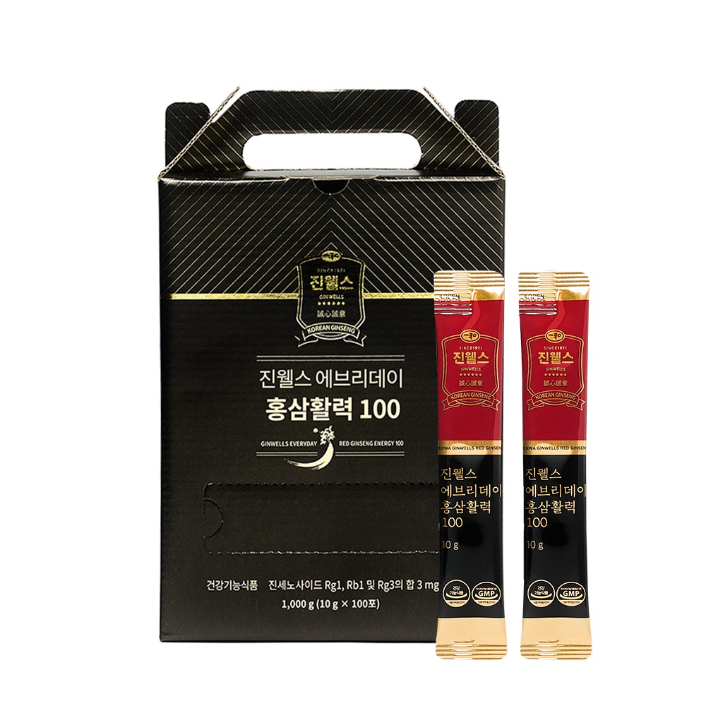 一和 GINWELLS EVERYDAY 紅参活力 100 10g X 100包 (紙袋贈呈) 紅参スティック/健康機能食品/紅参/ギフトセット/ginseng