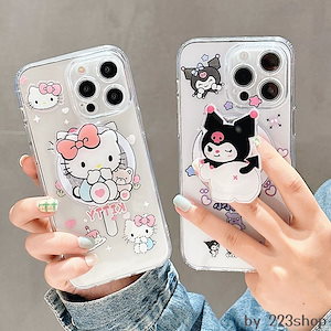 新品入荷 韓国 おしゃれ マグネット式 スマホケース キティちゃん クロミちゃん iPhoneケース 磁石 かわいい キャラクター クリアケース スタンド付き