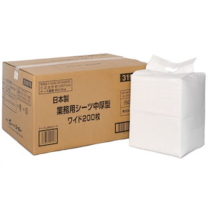 日本製　業務用シーツ　中厚型　ワイド　200枚(50枚ｘ4袋)　ケース