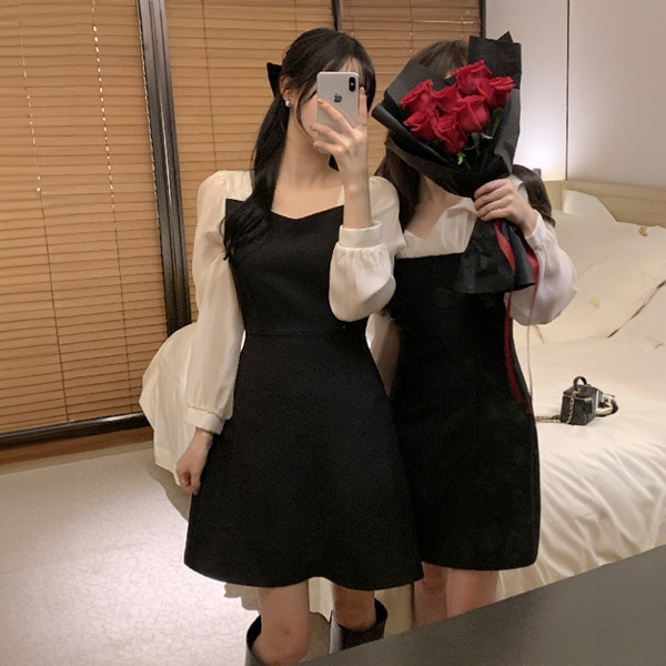 ブラウスどっきんぐワンピース op15542