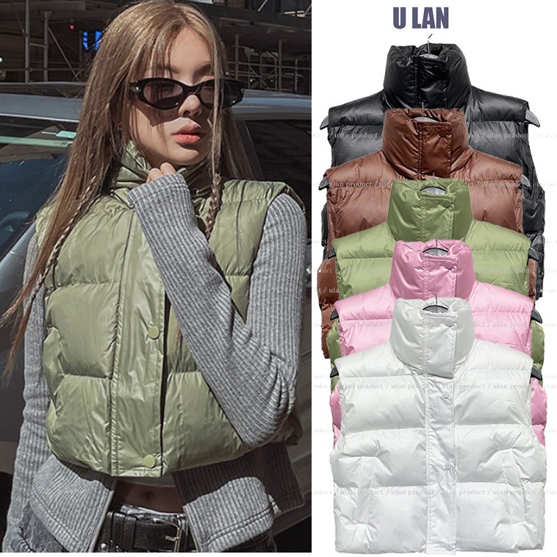 [U LAN] Smooth cropped vest padding ダウン胴衣 韓国人気