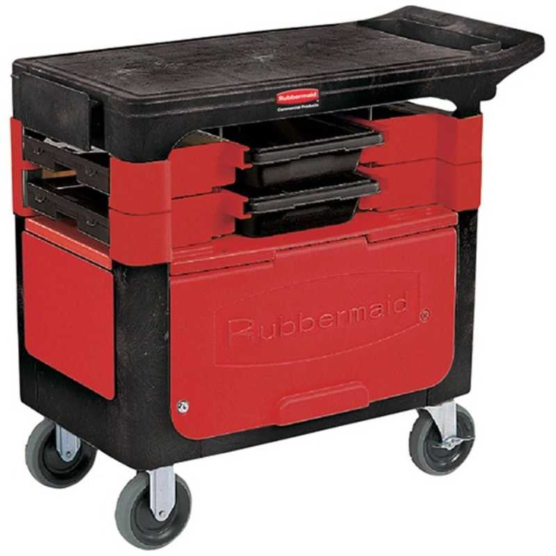 ニューウェルラバーメイド社　ラバーメイド トレードカート カギ付き/ボックスビン付き ブラック　61808807