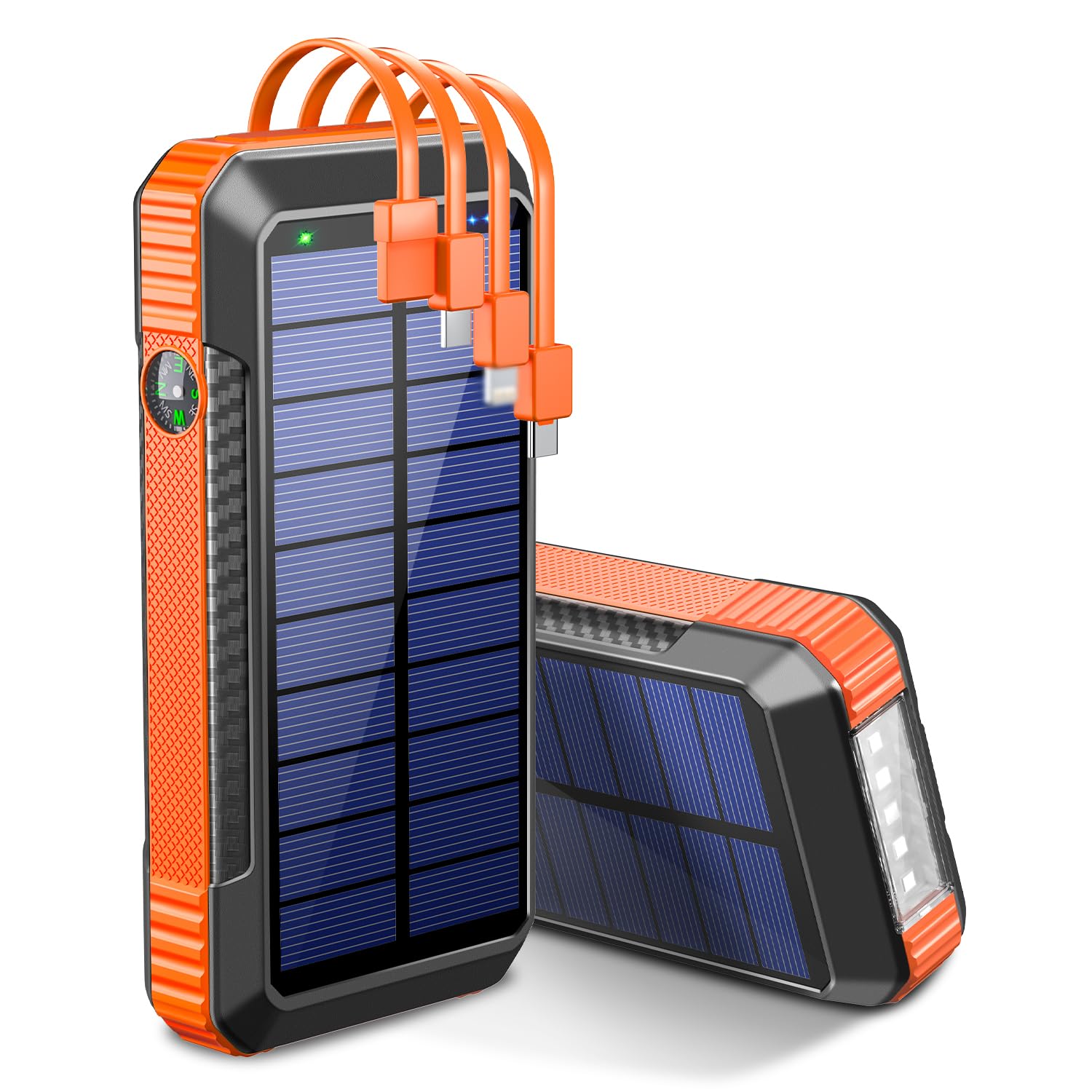 【2024革新版 22.5W/PD18W急速充電】 ソーラーモバイルバッテリー 40800mAh 大容量 モバイルバッテリー 6台同時充電 ケーブル内蔵 ソーラーチャージャー Type-C入出力 4w