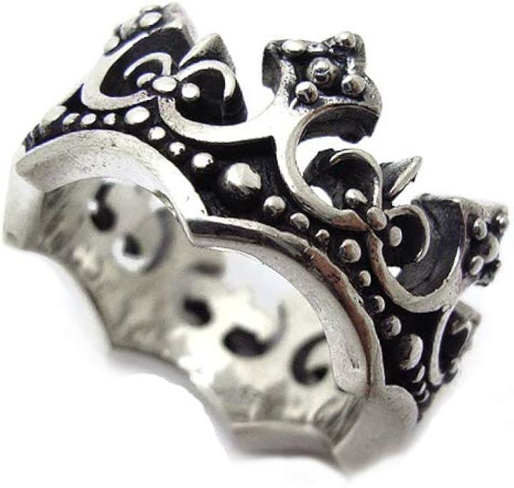 シルバー925 クラウン 王冠 燻し 太め リング メンズ 19号