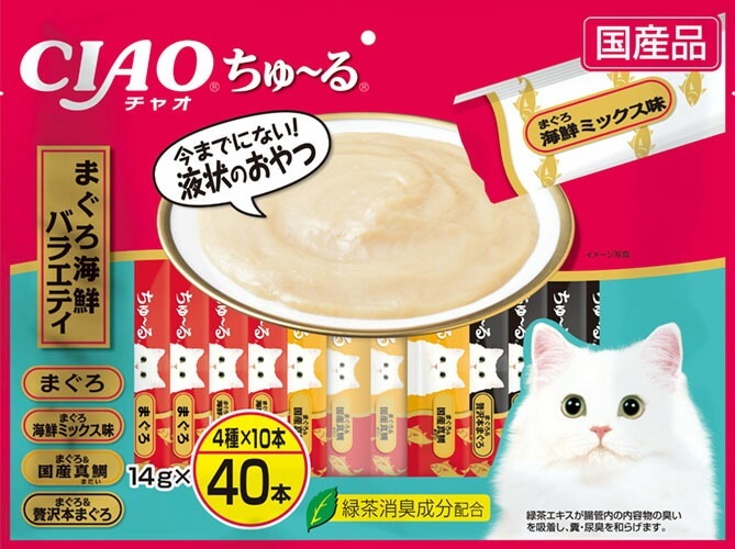 （まとめ買い）CIAO ちゅる まぐろ海鮮バラエティ 14gx40本 猫用おやつ [x3]