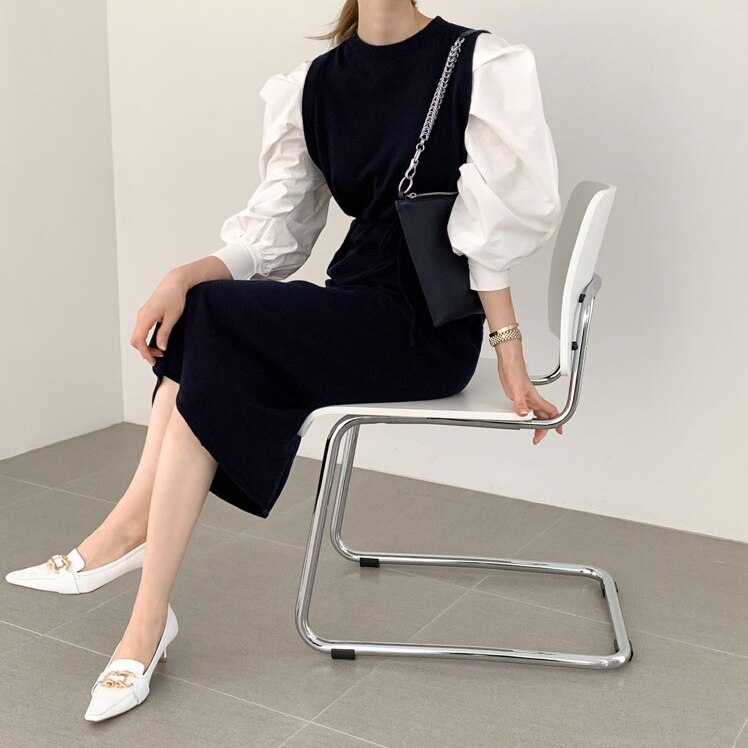 2color レディース ワンピース ロングワンピース ロング ロング丈 膝下 ミモレ ミモレ丈 長