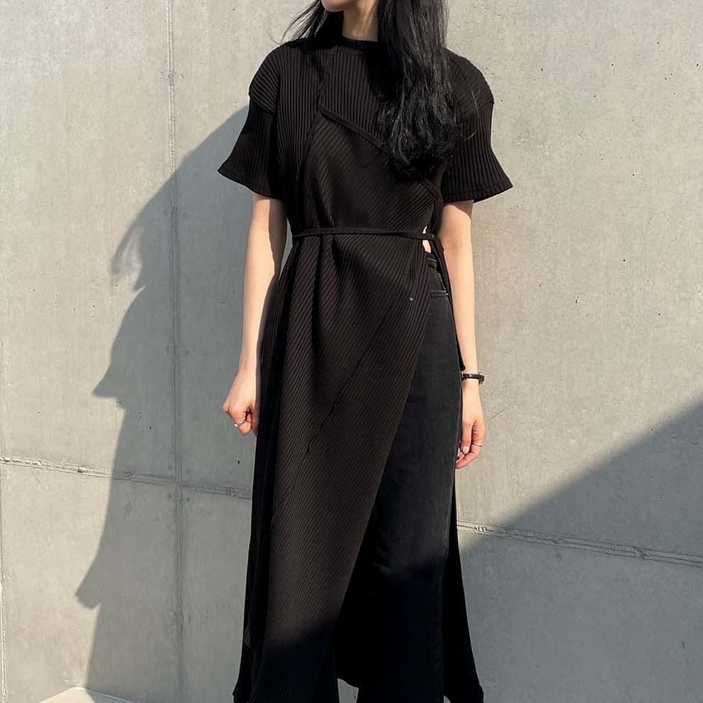 2color レディース ワンピース 半袖ワンピース ミモレ丈ワンピース ミモレ丈