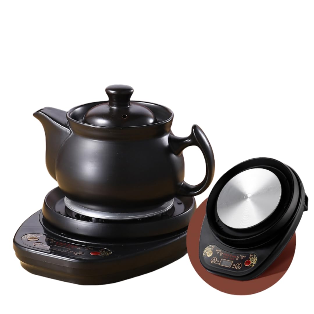 TVT耐熱自動漢方薬ポットセラミックポット漢方煎じ薬薬局ホームキッチン用 大容量煎じ機 全自動健康ポット浸漬型ルーズリーフティーポット 煎じ薬や製茶に最適 底付き電気キャセロール 家庭用漢方薬ポット