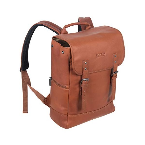 Kenneth Cole Reaction Colombian Leather Single Compartment Flapover 14.1 Laptop Backpack (RFID)， Co 29,000円