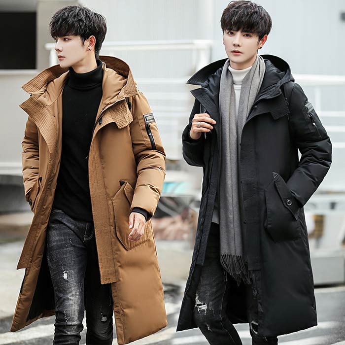 ダウンコート ダウンジャケット ロングコート メンズ 秋冬 防寒 アウター 厚手 フード付き 冬アウター 防寒防風 スリム 素地 冬服 保温 ハイネック 大きいサイズ ロング丈 3色