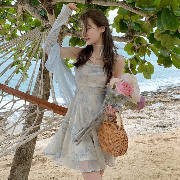 ワンピース ショート ノースリーブ Aライン 背中開き シフォン ウエストゴム 透け感 伸縮性 薄手 大人可愛い きれいめ シンプル カジュアル 上品 おしゃれ こなれ感 レディース 20代 お出かけ