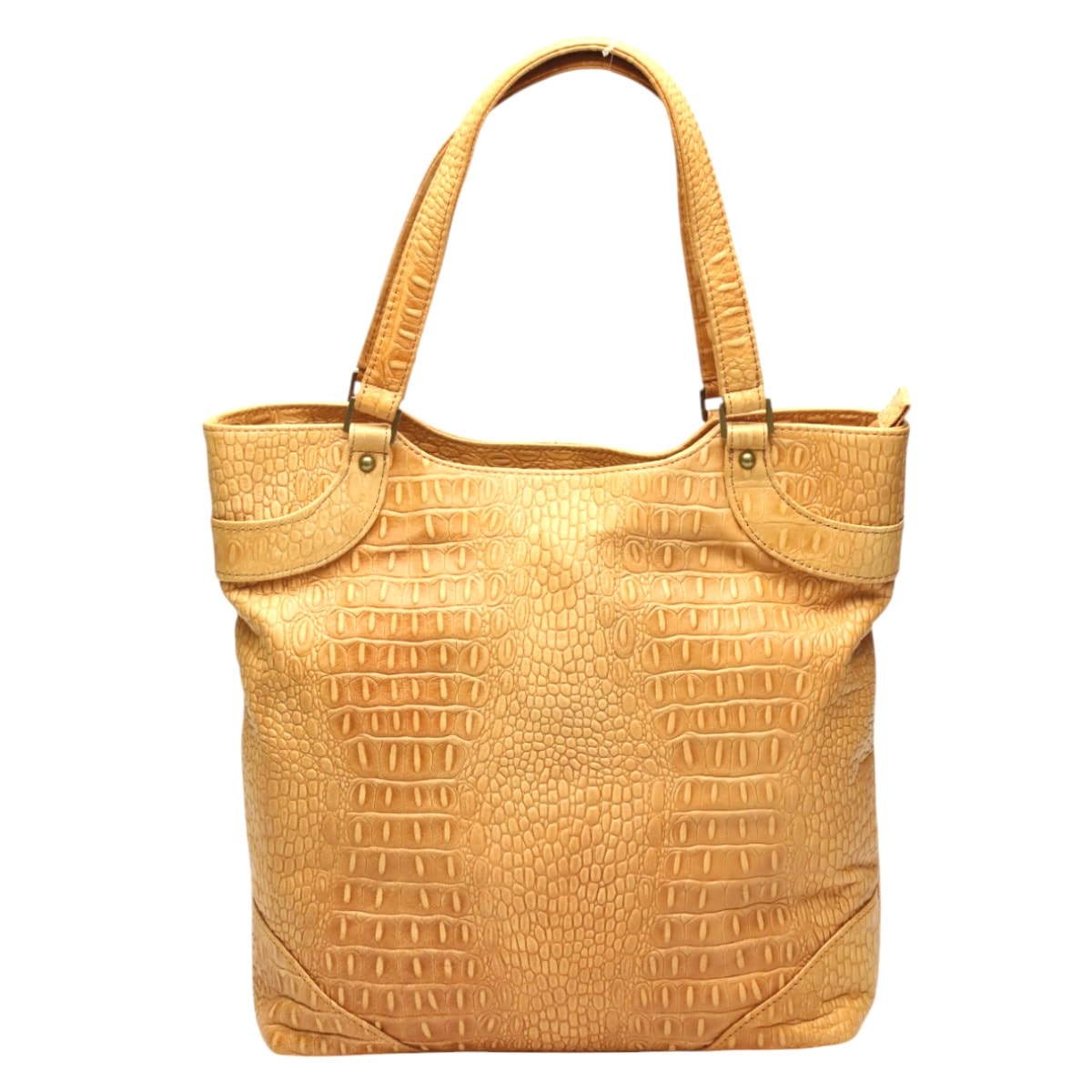 CK-1106 カーフ 牛革型押カイマン トートバッグ キャラメル