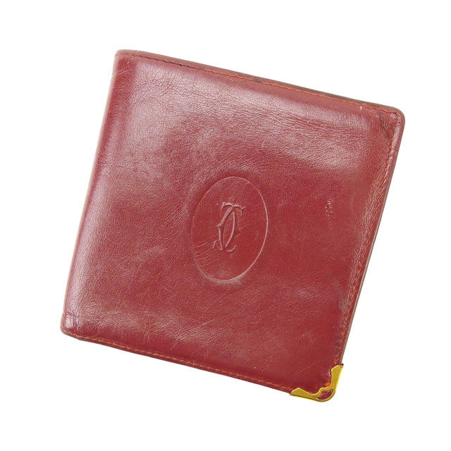 二つ折り財布 マストライン ボルドー 中古