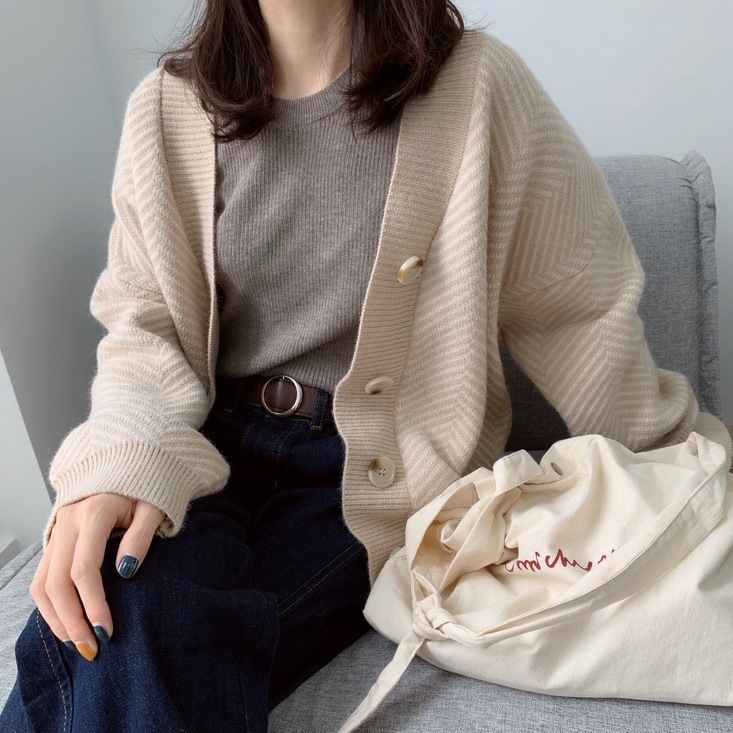 ニットカーディガン トップス カーディガン 袖あり 長袖 Vネック ニット かわいい 大人可愛い