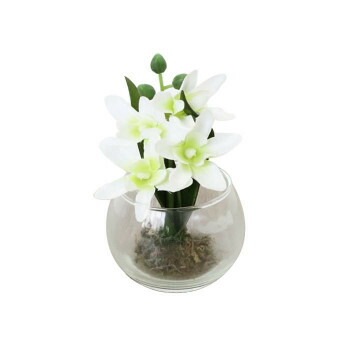 かわ畑 ガラス花瓶 グラスアート 75％以上節約 ホワイト 1308GAP011 ライトグリーン トラスト 造花付き