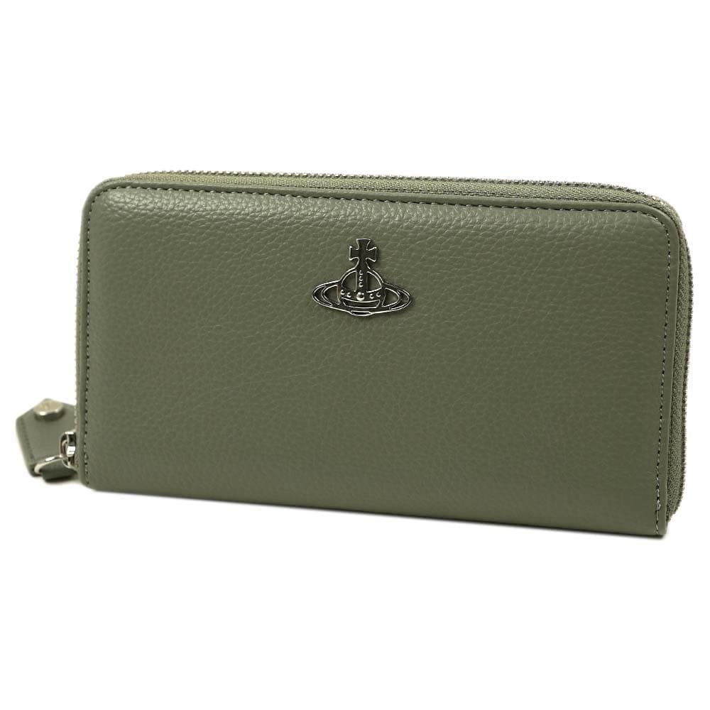 ヴィヴィアン ウエストウッド 長財布 ラウンドファスナー Vivienne Westwood RE-VEGAN GRAIN NEW ZIP ROUND WALLET PALE GREEN 530200
