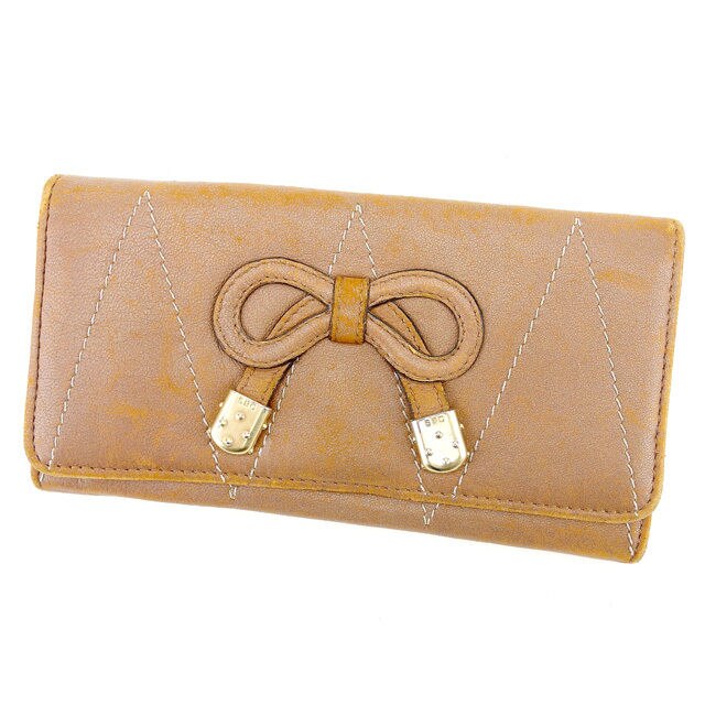 ファスナー財布 長財布 ブラウン 中古