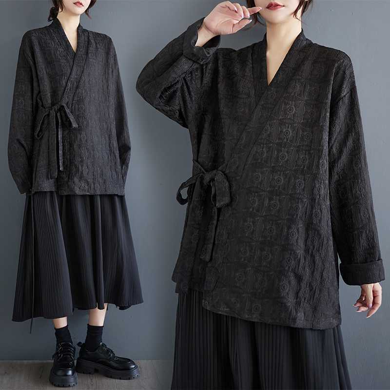 「ファットガール」 2024秋新品 古風 カーディガン 刺繍 ブラウス 大きいサイズ 体型カバー レディース 中華風 ブラウス メガ割30%までに制限
