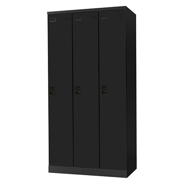 法人限定 Netforce EA-3D-W-BK ブラック 3人用ロッカー ダイヤル錠 (W900) メーカー直送