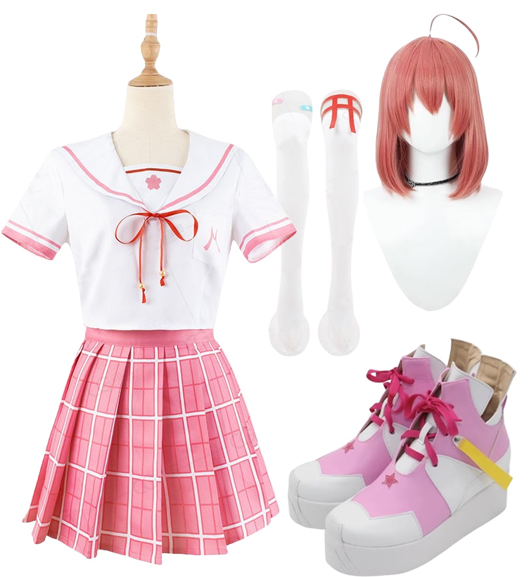 コスプレ衣装 桜巫女 さくらみこ ウィッグ靴付き セーラー服　制服 イベント パーティー 変装 演出服 クリスマス パーティー