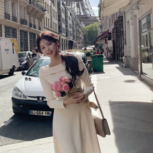 スクエアネックフレアワンピース op15409