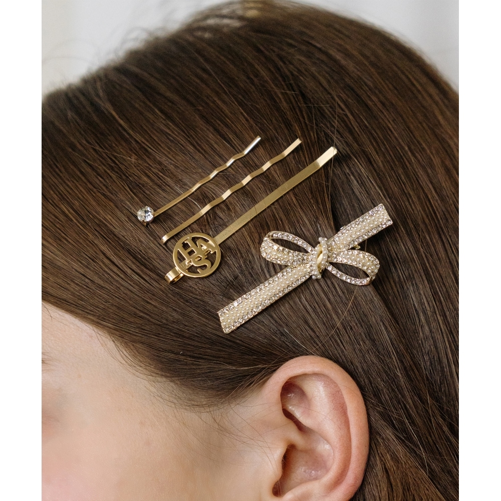 HAS [4セット] HW001 グリッターリボンヘアピンセット