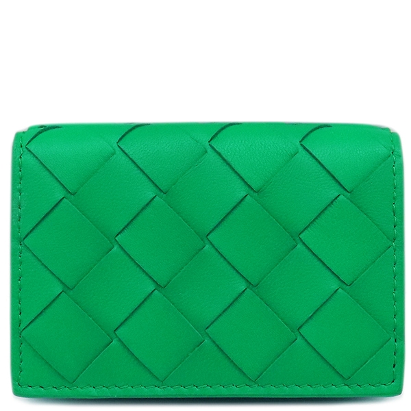 ボッテガヴェネタ BOTTEGA VENETA 三つ折り財布 イントレチャート レザー パラキート ゴールド金具 緑 コンパクト ウォレット 【箱】【中古】