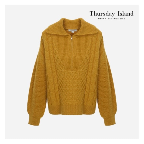 Thursday Island ケーブル ミックス ハーフジップアップ プルオーバー (T228MSW232W)