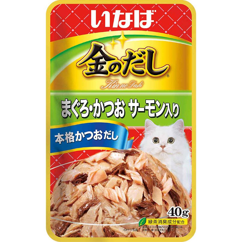 （まとめ買い）金のだしパウチ まぐろ/かつおサーモン入り 40g 猫用フード [x48]