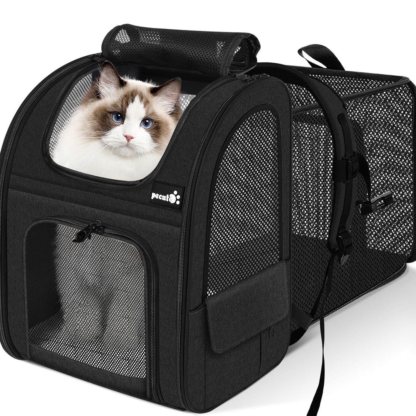 ペット キャリーバッグ 猫用 犬用 リュック メッシュ窓 通気性 拡張可能 2WAY ペットハウス ケージ 折り畳み お出かけ ドライブ 旅行 通院 防災 避難用 キャリー