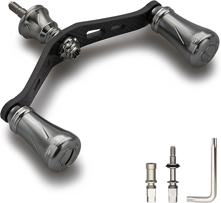 90mm リール ハンドル シマノ ダイワ 通用 1.5K炭素布 カーボンクランクハンドル スピニングリール用 Chess Series - 0585(19mmノブ搭載 - ガンメタル)