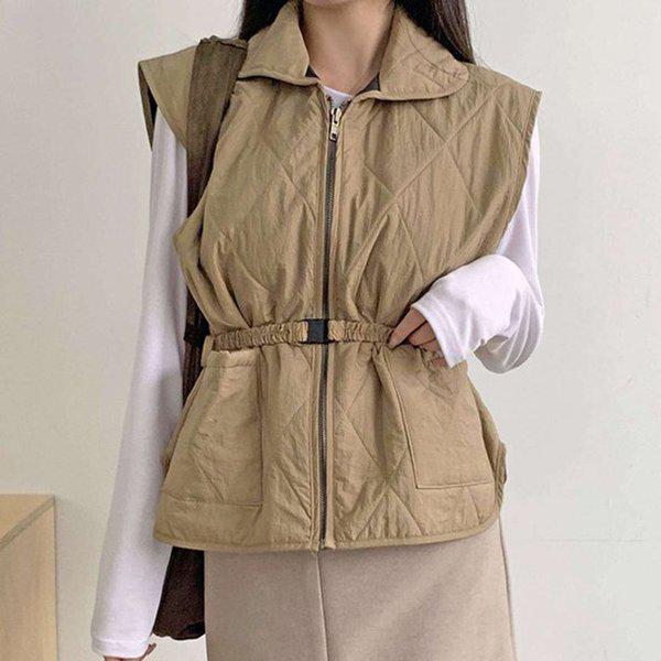 Hスタイル(DK)バックルダイヤパディングベスト 冬 女性 パディングベスト キルティング ボア フリース ジャンパー アウター