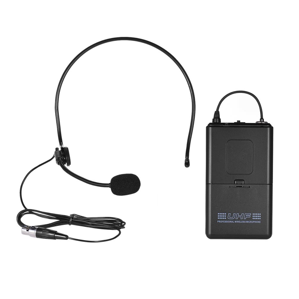 2ボディパックトランスミッター2ヘッドセットマイク1レシーバー6.35ミリメートルオーディオケーブル電源アダプタとUHFデュアルチャンネル
