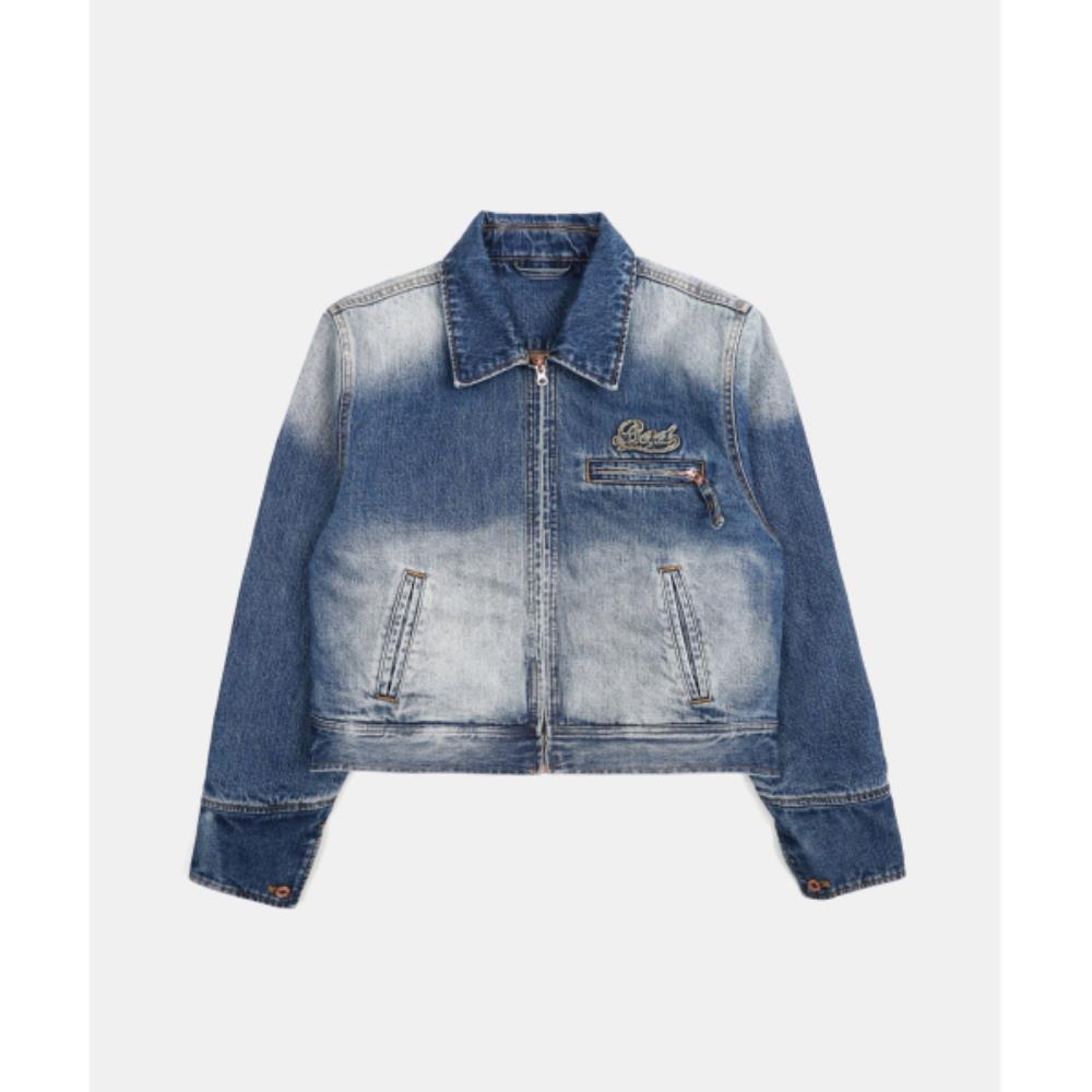 BADBLOOD Embossed B Denim Trucker Jacket Blue w-jkt24-06