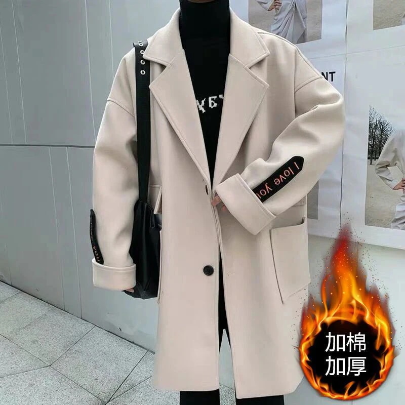 2024新作 おしゃれ 秋冬 メンズ ラシャコート 韓国ファッション ゆったり トレンチコート セミロング丈 トレンド ハンサム アウター 上着