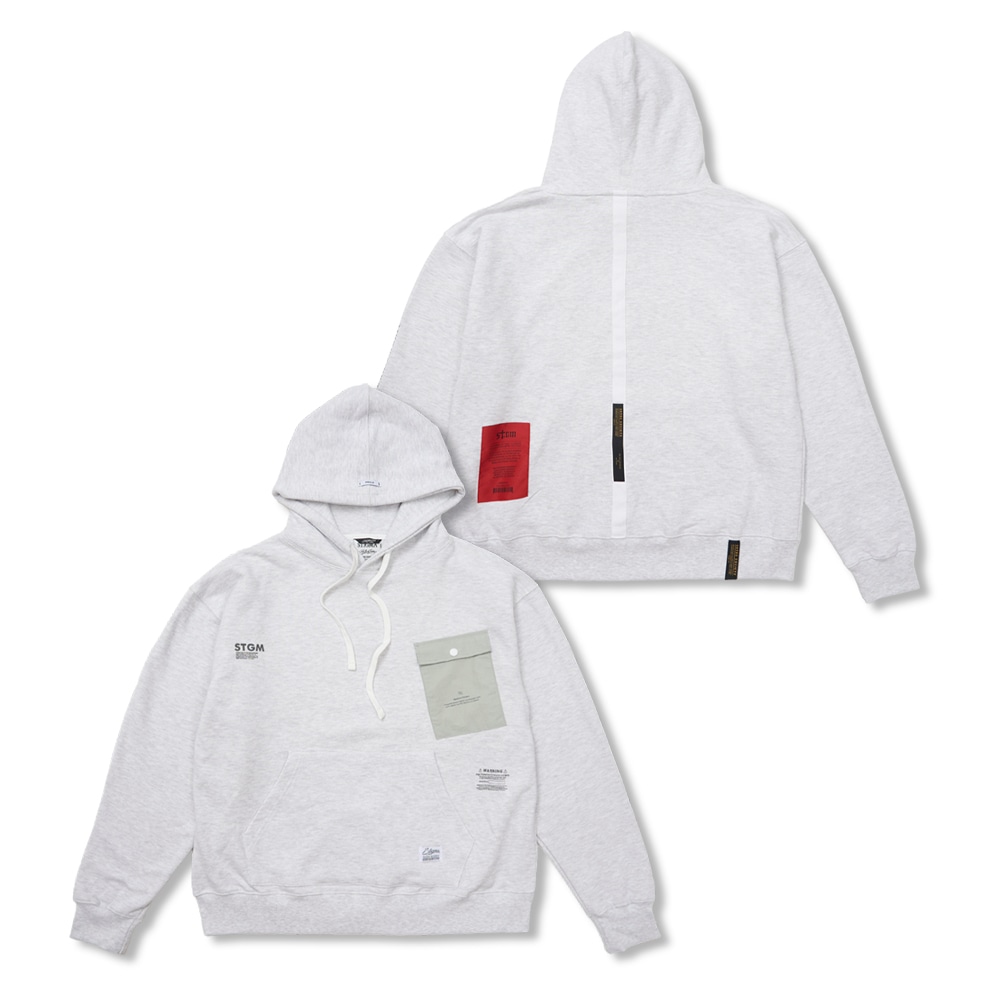 Tech Pocket Oversized Hoodie White Melange