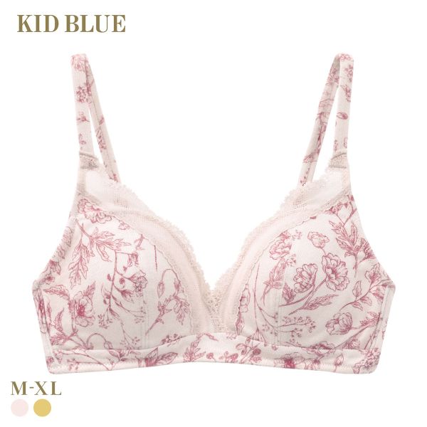 キッドブルー フルールPt ノンワイヤー ブラジャー ソフトブラジャー 三角ブラ ブラレット 大きい