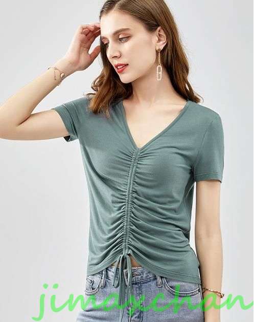 サマー　胸開き Ｔシャツ 中袖 タートルネック セーター レディースファッション タートル 胸開きタート セクシー Vネック ベアトップ ベアトップ 9,210円