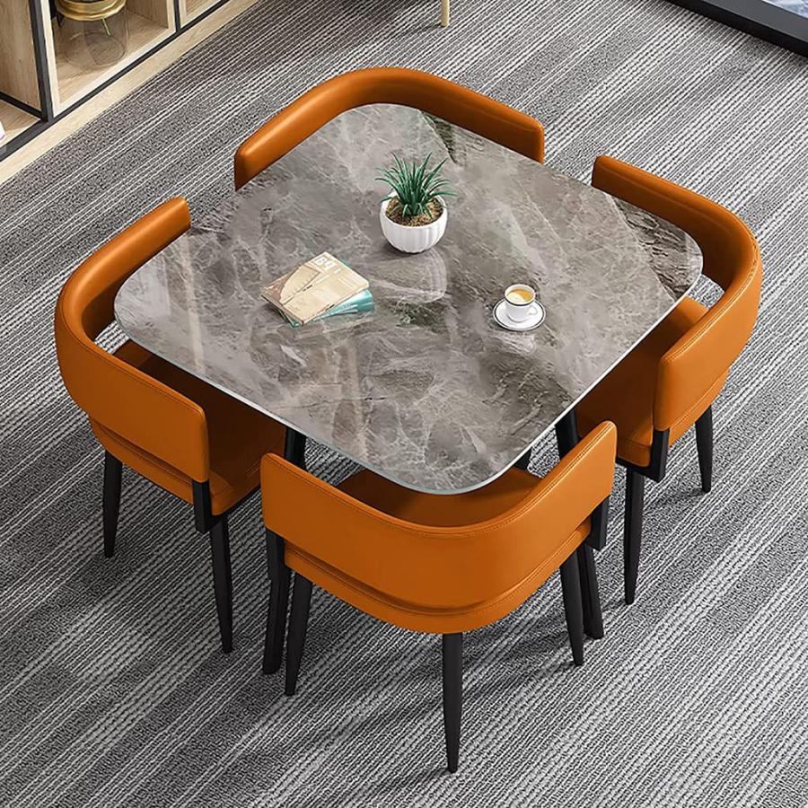 5点セット丸テーブルセットランキング 直径90cm 4人に適小さなスペースのキッチン用 ダイニングテーブルセット リビングルームラウンドダイニングテーブルとチェ