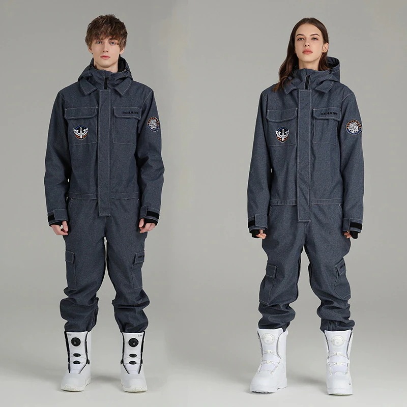 スノーボードウェア スノボウェア デニム つなぎ スキーウェア 上下セット セットアップ レディース メンズ 男女兼用 スノーボード ウェア 防寒着