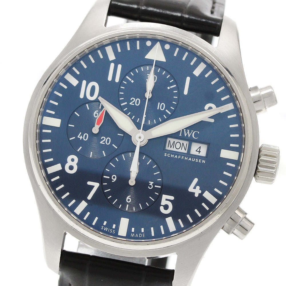 IWC SCHAFFHAUSEN IW377714 パイロットウォッチ プティ プランス デイデイト クロノグラフ 自動巻き メンズ 保証書付き_955710【中古】