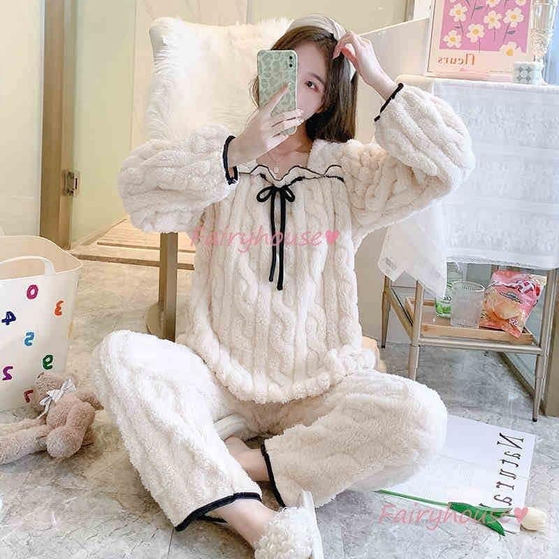 ルームウェアパジャマお客様感謝還元セールス氷潔漫画ミッチパジャマ女春秋綿長袖丸首カジュアルins外着家庭服セット