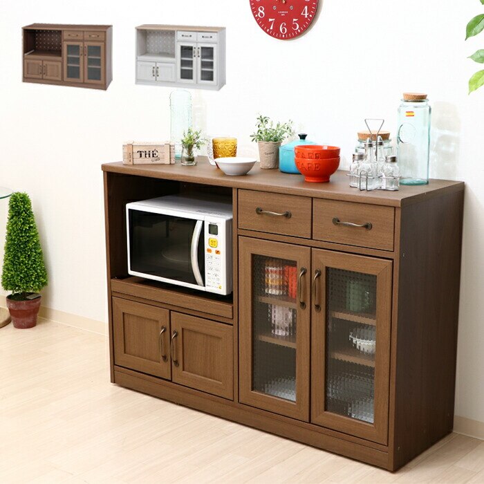 キッチンカウンター キャスター付 幅120cm キッチン 収納 レンジ台 食器 コンセント付 キッチ