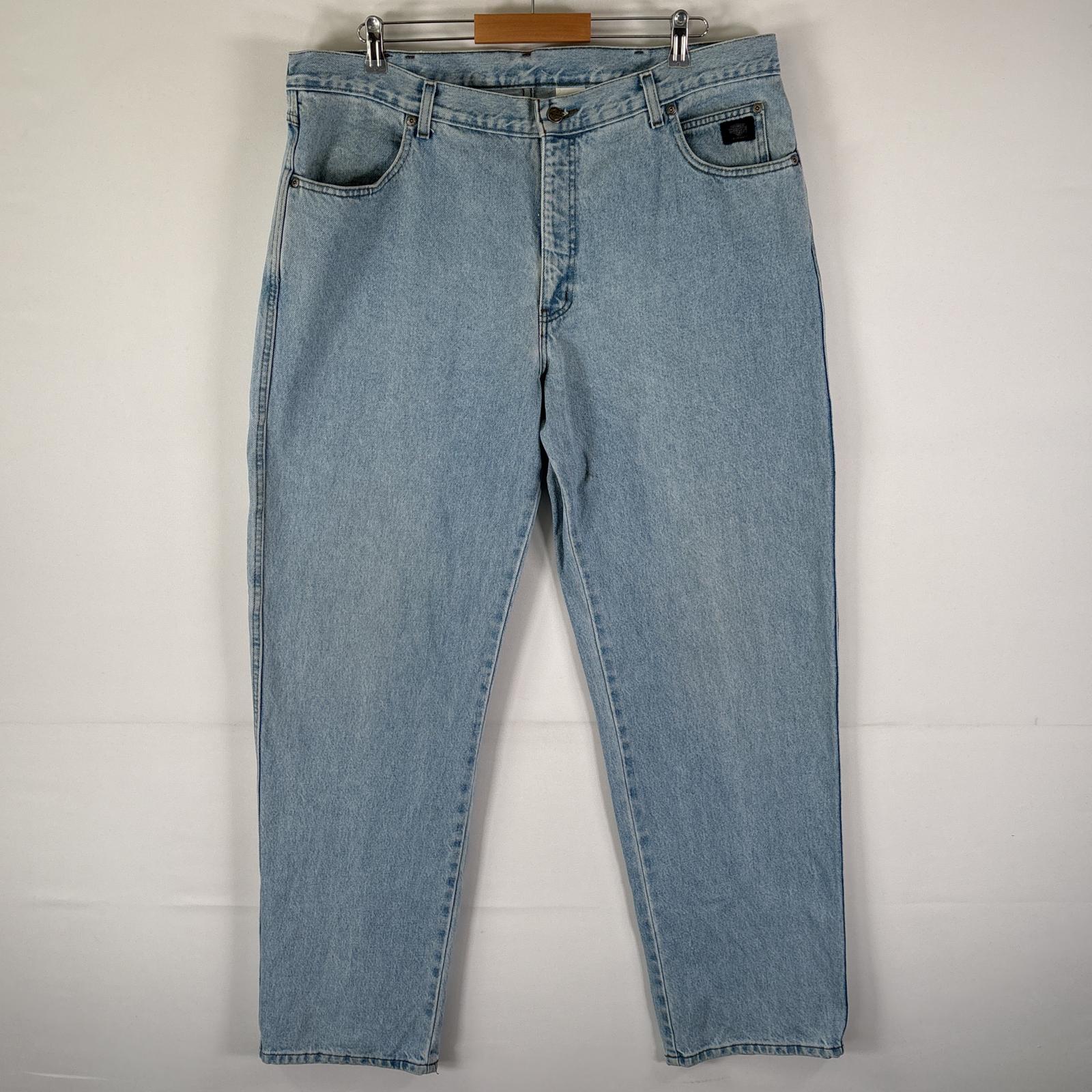 古着 デニムパンツ 5ポケット バイカー ライダース テーパード ジーンズ w40 L34 ブルー メンズ