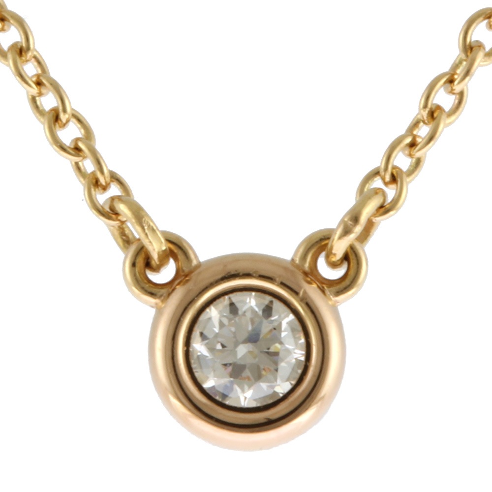 ティファニー バイザヤード 約0.07ct ネックレス 18金 K18ピンクゴールド ダイヤモンド TIFFANY&Co. 中古 美品