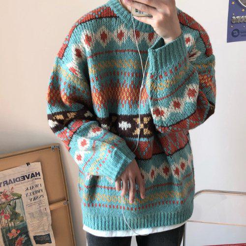 セーター ニット レディース メンズ 秋 冬 新作 ノルディック柄 トップス オーバーサイズ ユニセックス 男女兼用 メンズコーデ カジュアル 韓国 ファッション お揃い ペア カップルコーデ おしゃ