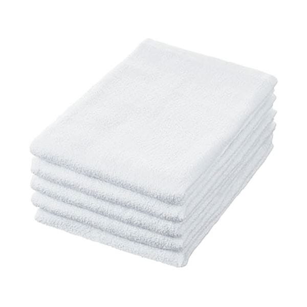 （まとめ）作業用バスタオル ホワイト 1パック（5枚） (×3セット)