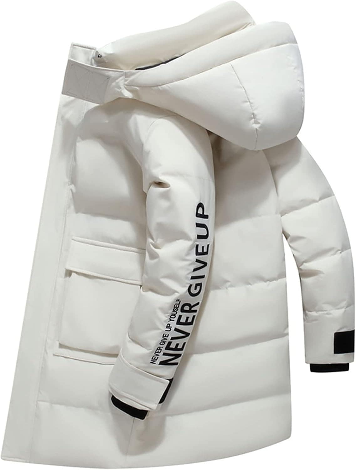 ダウンジャケット ロング丈 厚手 冬 メンズ 90ダウン フェザー 立ち襟 フード取り外し可 防寒着 アウター ダウンコート ハーフ丈 かっこいい タウンユース アウトドア キャンプ 通勤通