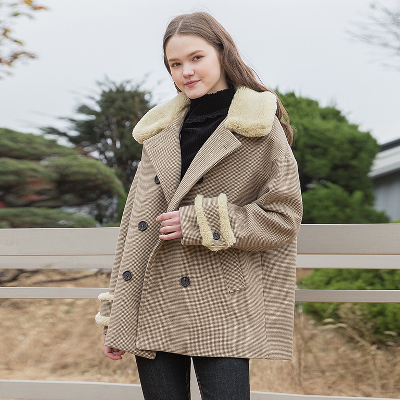 [CLET] 20FW / HOUND CHECK DOUBLE COAT / かんこく / コート / 毛 / チェック / オリーブグリーン